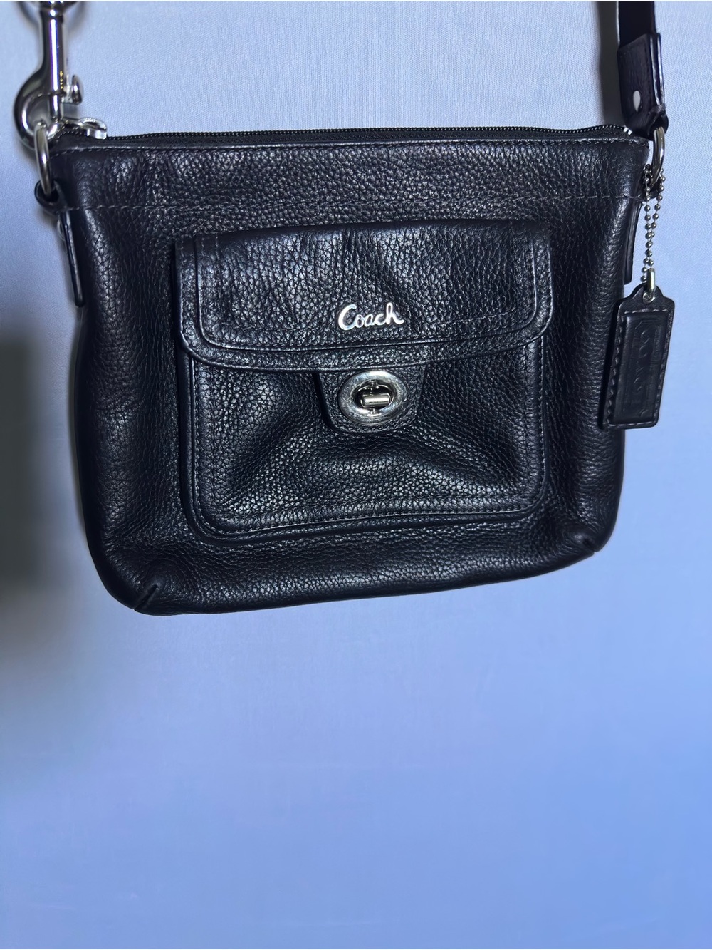 Vintage Y2K Coach Black Pebbled Leather Crossbody Bag Classic Minimalist Luxury